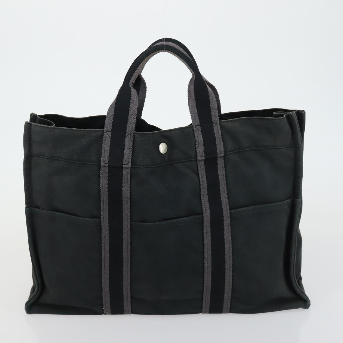 HERMES Fourre Tout Hand Bag Canvas 5 Set Black Red Navy Auth ti3565