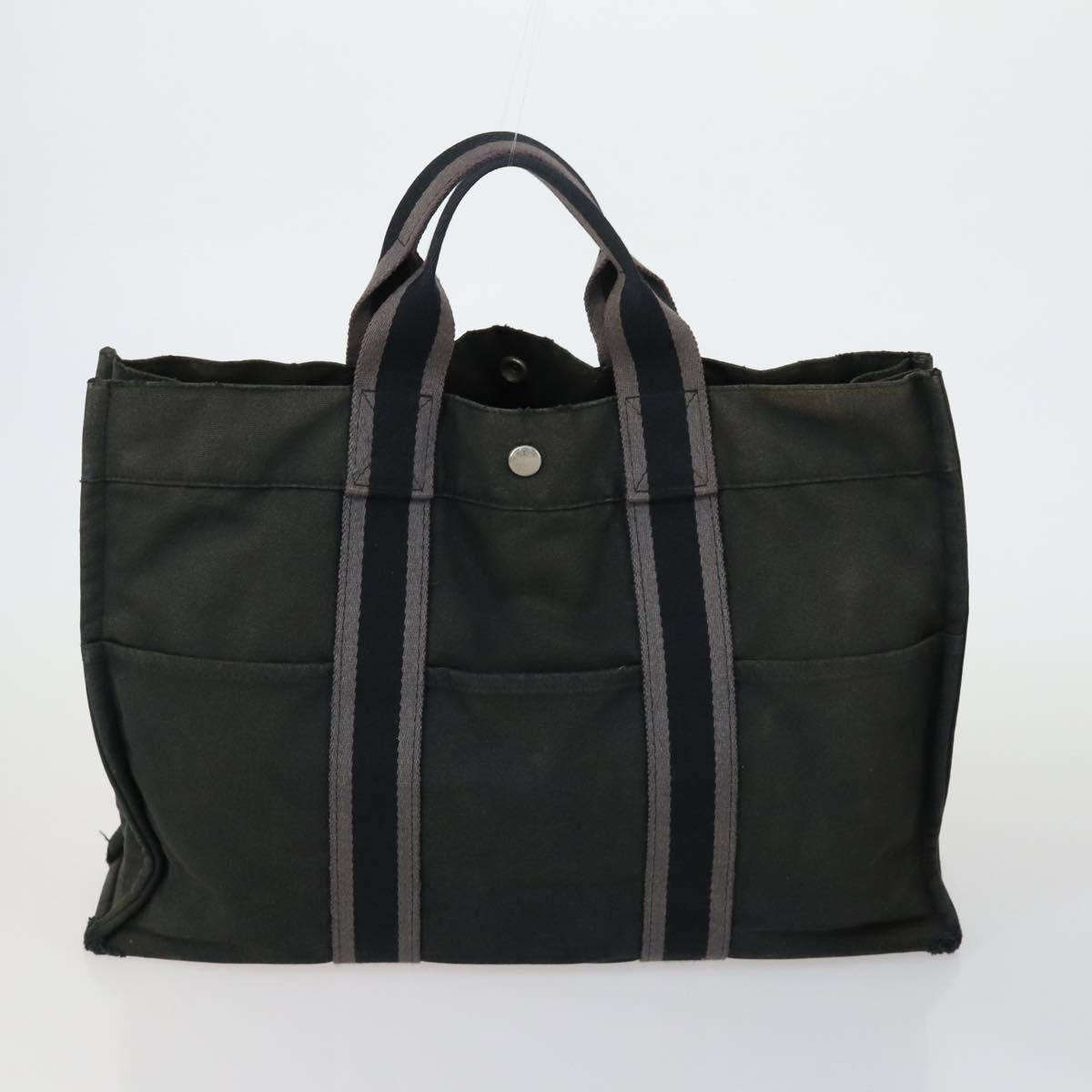 HERMES Fourre Tout Hand Bag Canvas 5 Set Black Red Navy Auth ti3565