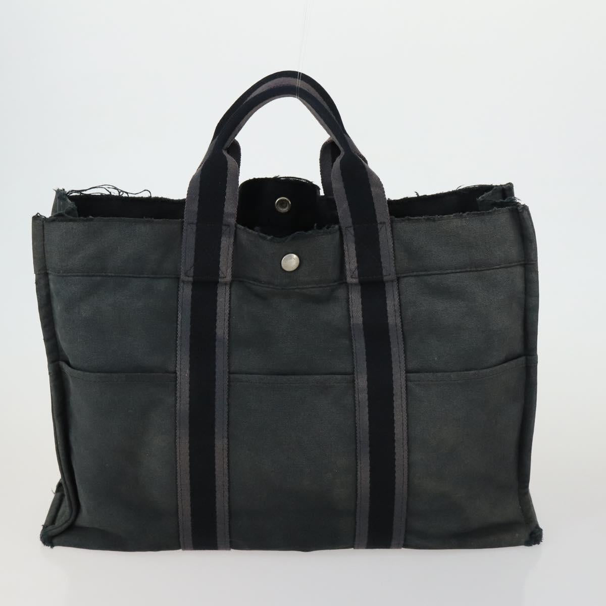HERMES Fourre Tout Hand Bag Canvas 5 Set Black Navy Gray Red Brown Auth ti3567