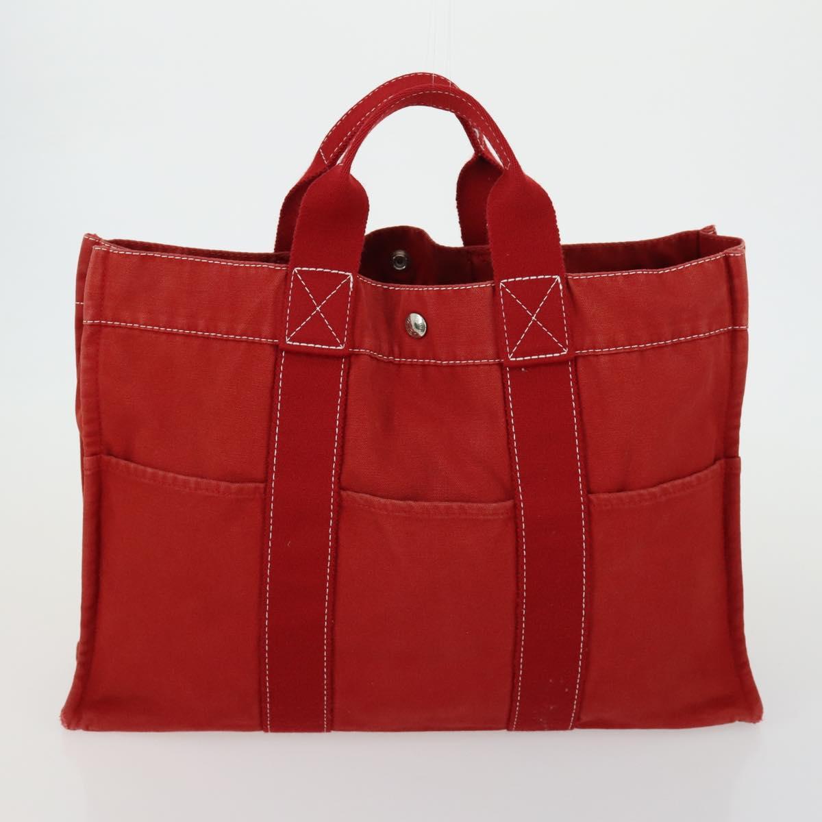 HERMES Fourre Tout Hand Bag Canvas 5 Set Black Navy Gray Red Brown Auth ti3567