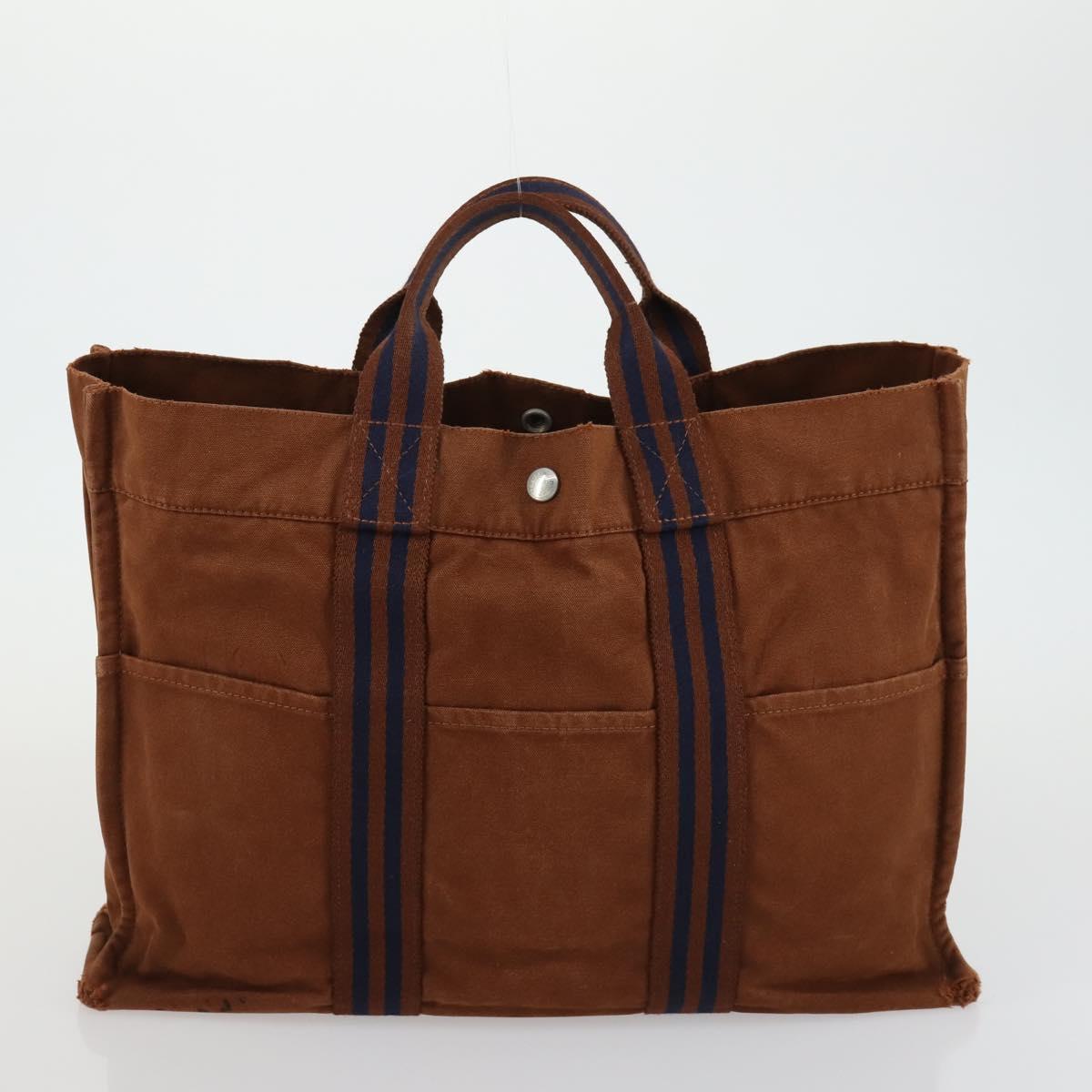 HERMES Fourre Tout Hand Bag Canvas 5 Set Black Navy Gray Red Brown Auth ti3567