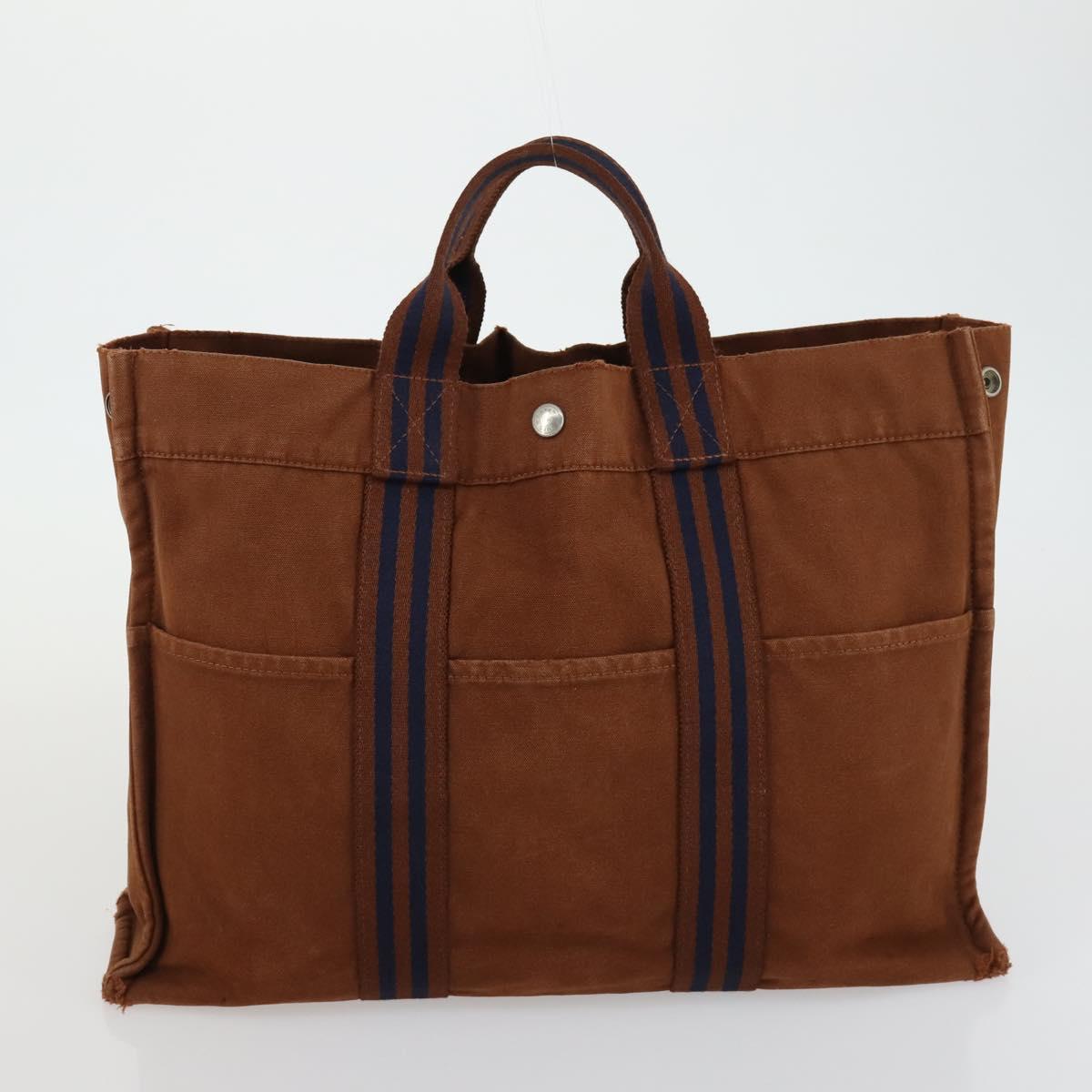HERMES Fourre Tout Hand Bag Canvas 5 Set Black Navy Gray Red Brown Auth ti3567