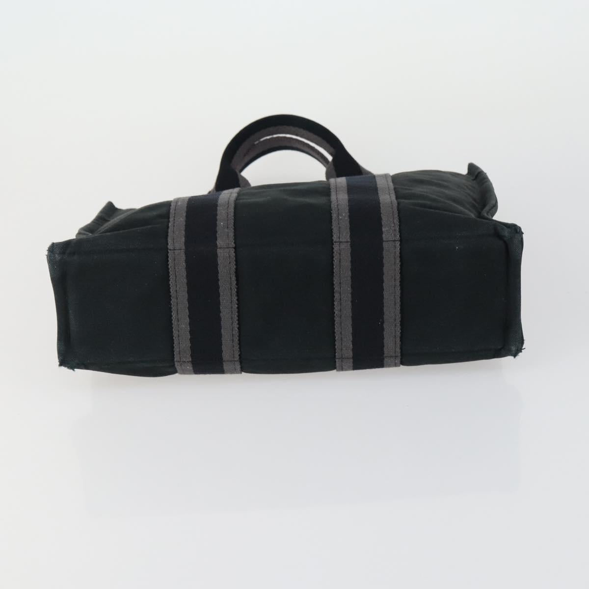 HERMES Fourre Tout Hand Bag Canvas 5 Set Gray Black Auth ti3571