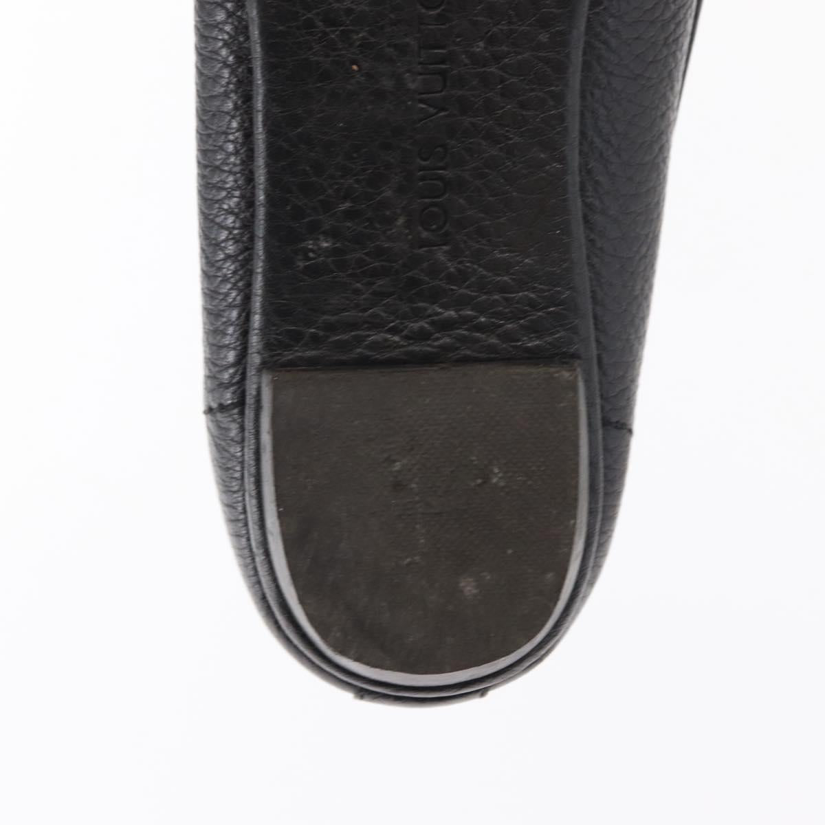 LOUIS VUITTON Flat Shoes Leather Black LV Auth ti3573