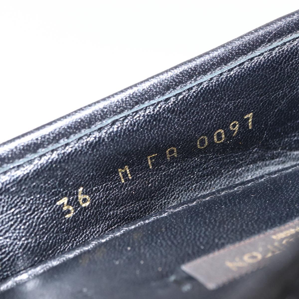 LOUIS VUITTON Flat Shoes Leather Black LV Auth ti3573