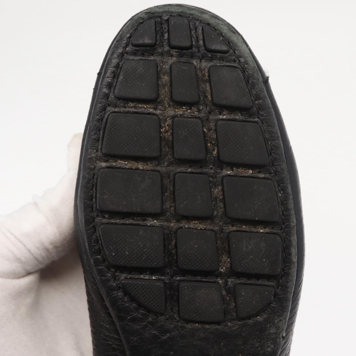 LOUIS VUITTON Flat Shoes Leather Black LV Auth ti3573