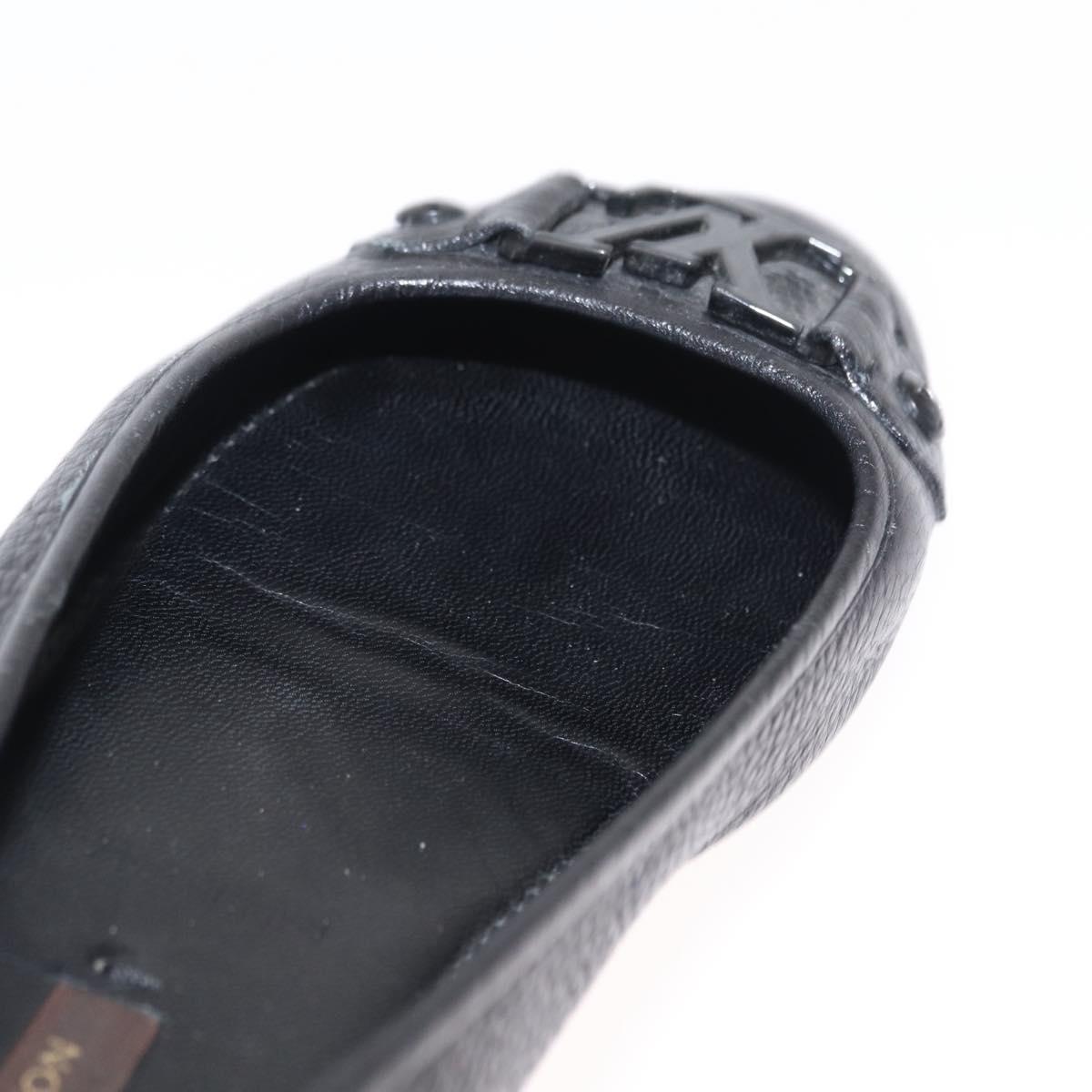 LOUIS VUITTON Flat Shoes Leather Black LV Auth ti3573
