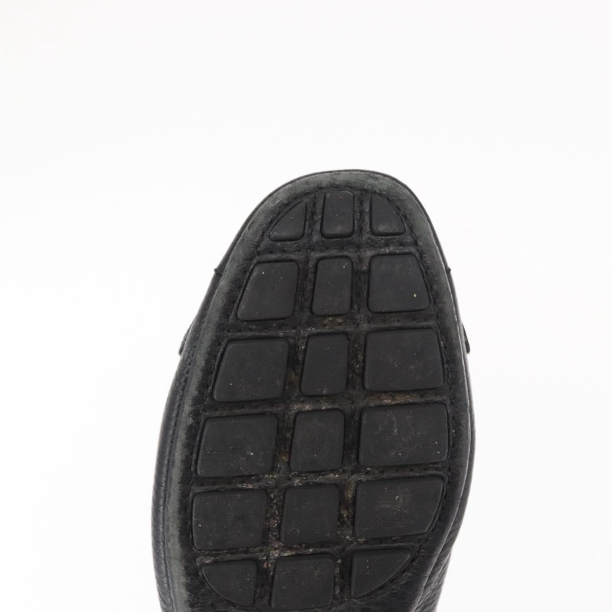 LOUIS VUITTON Flat Shoes Leather Black LV Auth ti3573