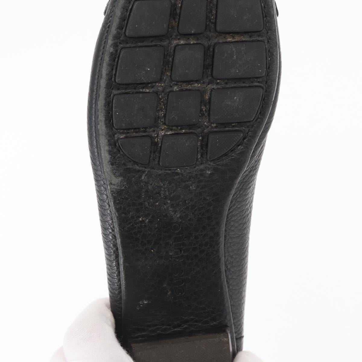 LOUIS VUITTON Flat Shoes Leather Black LV Auth ti3573
