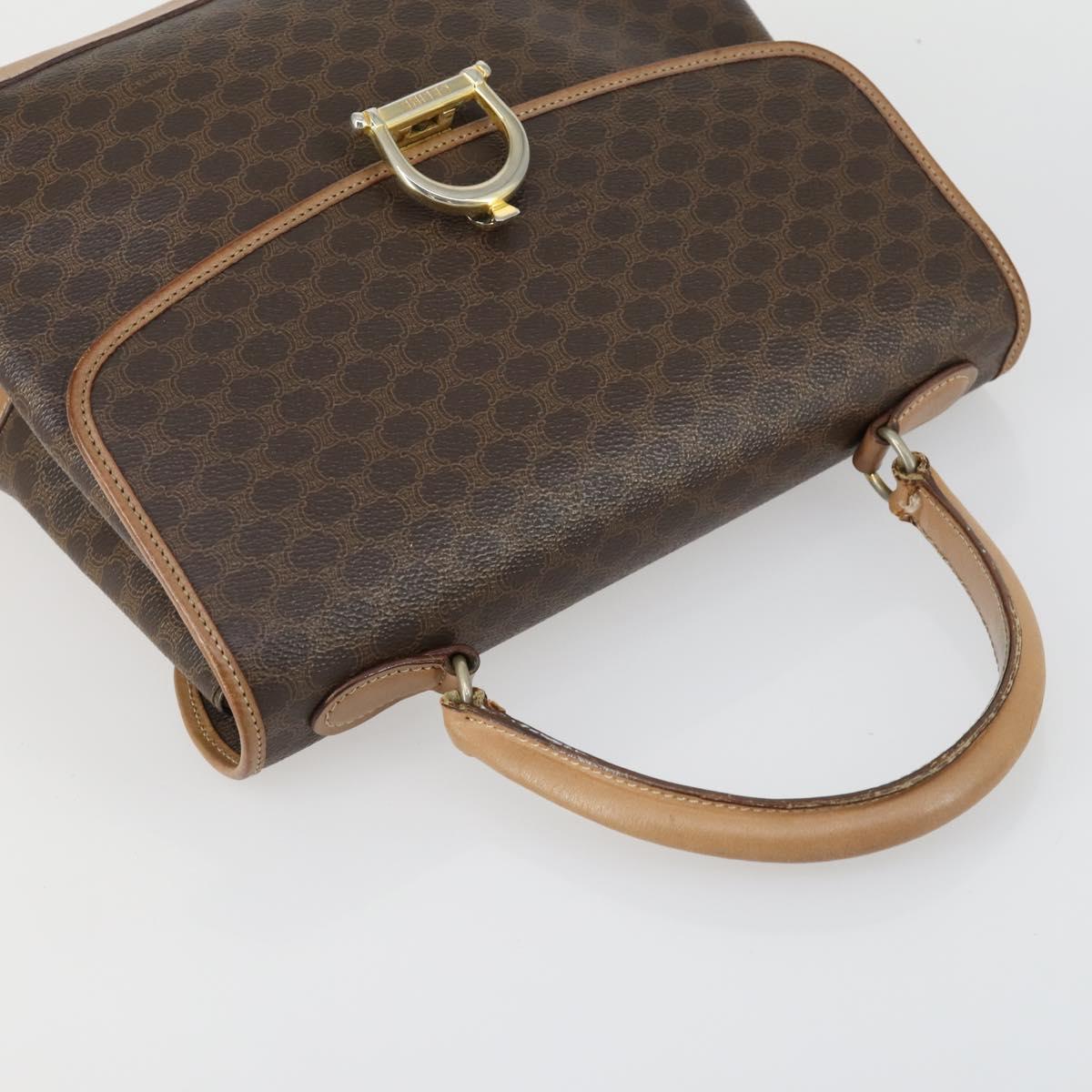 CELINE C Macadam Macadam Canvas Bag PVC Canvas 3 Set Brown Navy Auth ti3574