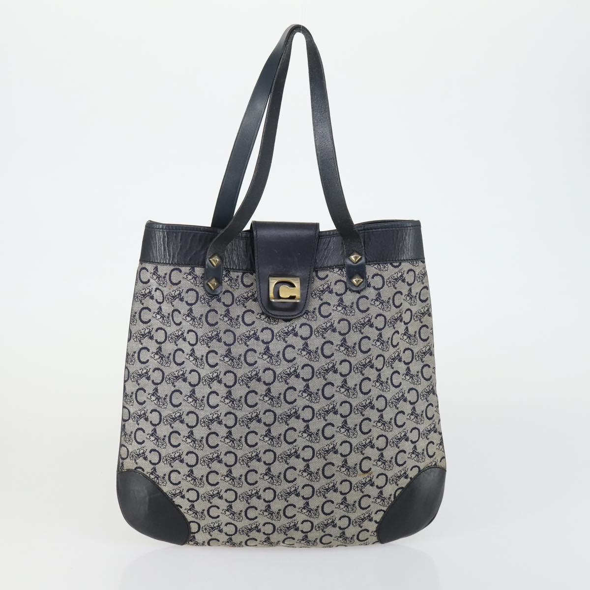 CELINE C Macadam Macadam Canvas Bag PVC Canvas 3 Set Brown Navy Auth ti3574