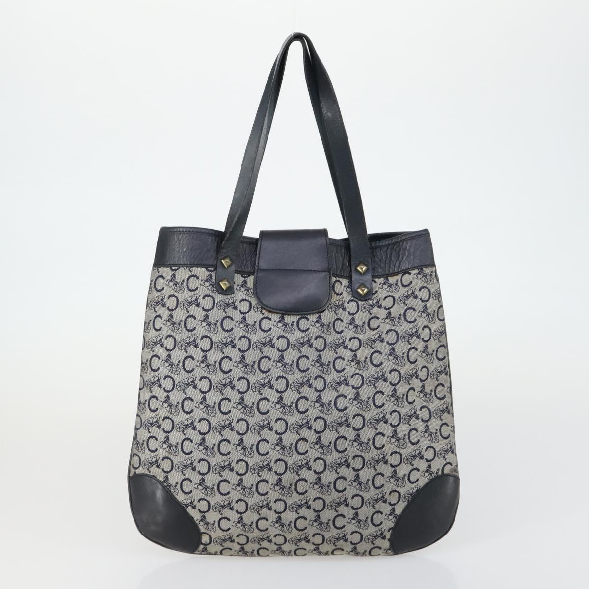 CELINE C Macadam Macadam Canvas Bag PVC Canvas 3 Set Brown Navy Auth ti3574