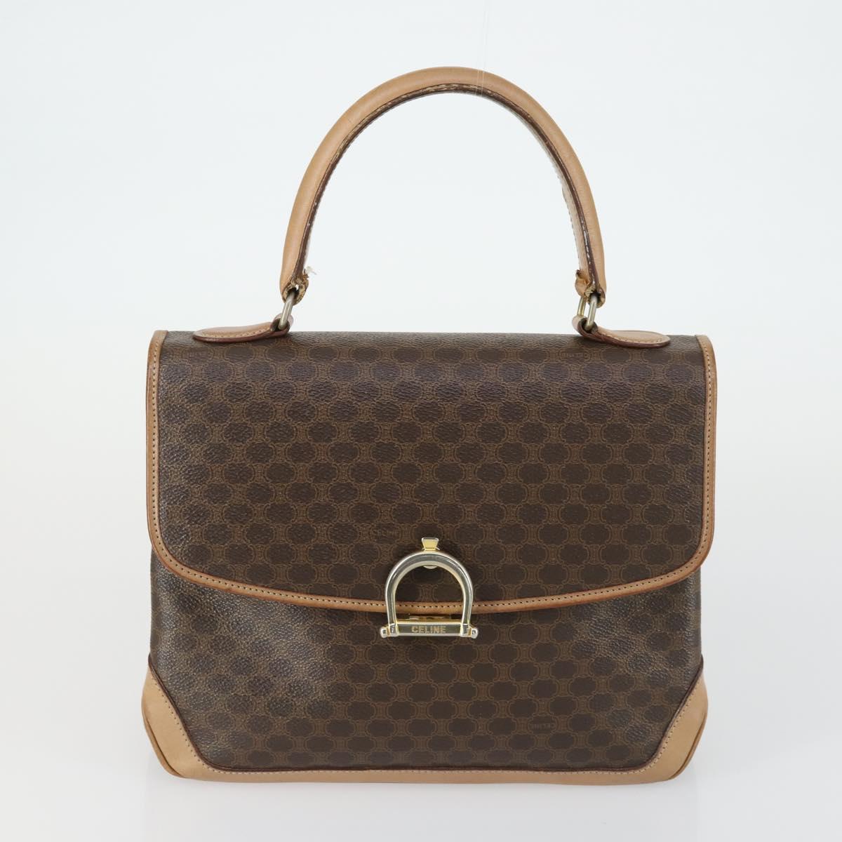 CELINE C Macadam Macadam Canvas Bag PVC Canvas 3 Set Brown Navy Auth ti3574