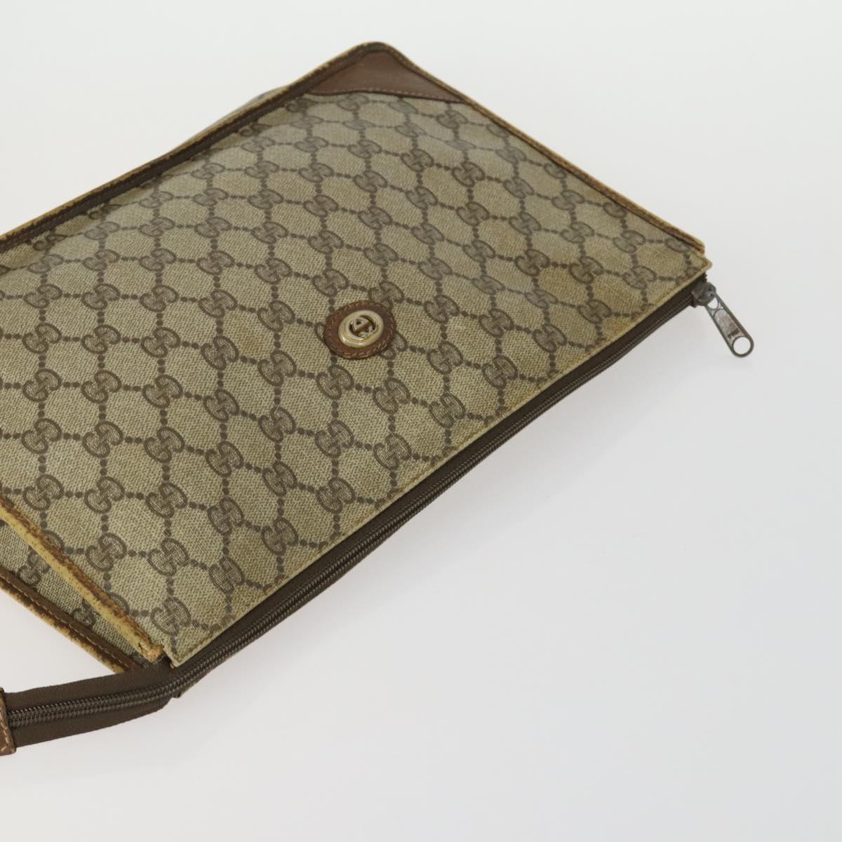 CELINE Gucci GG Supreme Macadam Canvas Bag PVC 4 Set Brown Beige Auth ti3575
