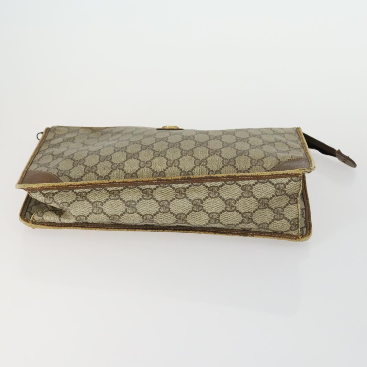 CELINE Gucci GG Supreme Macadam Canvas Bag PVC 4 Set Brown Beige Auth ti3575