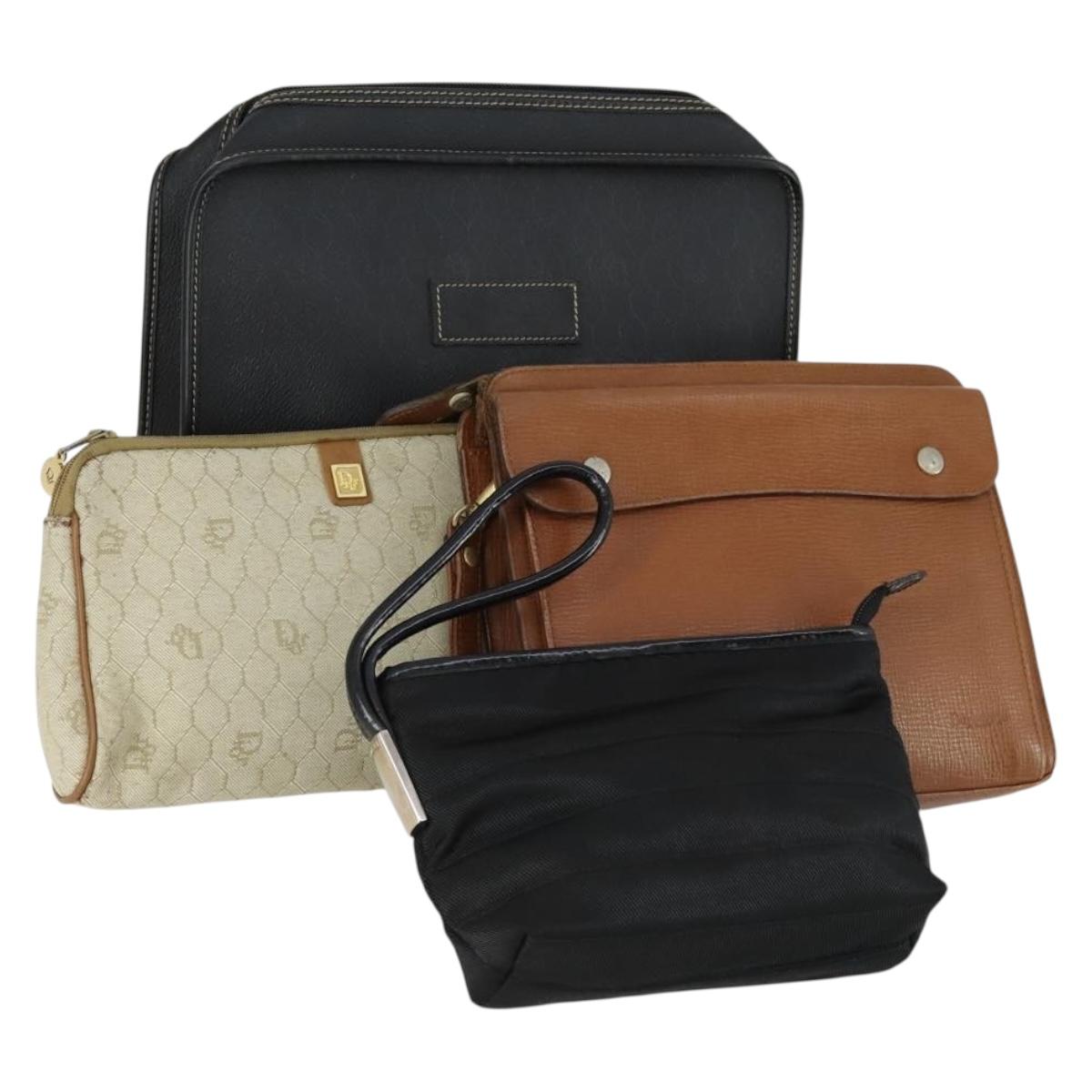 Christian Dior Gucci Burberrys Honeycomb Canvas Clutch Bag 4 Set Auth ti3576