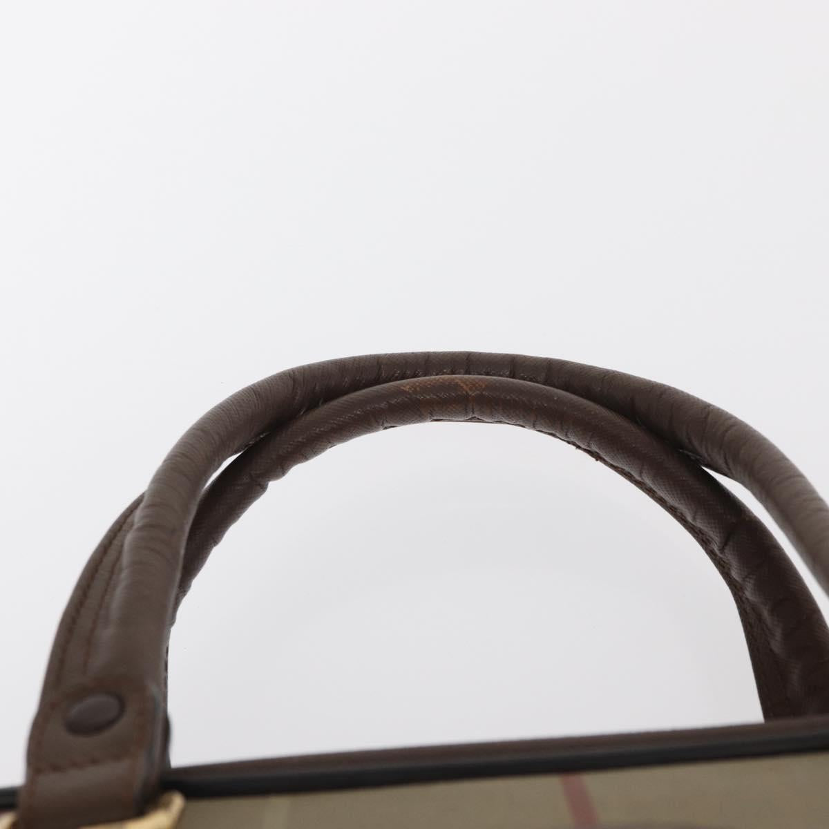 Burberrys Nova Check Hand Bag Canvas Khaki Gold Auth ti3581