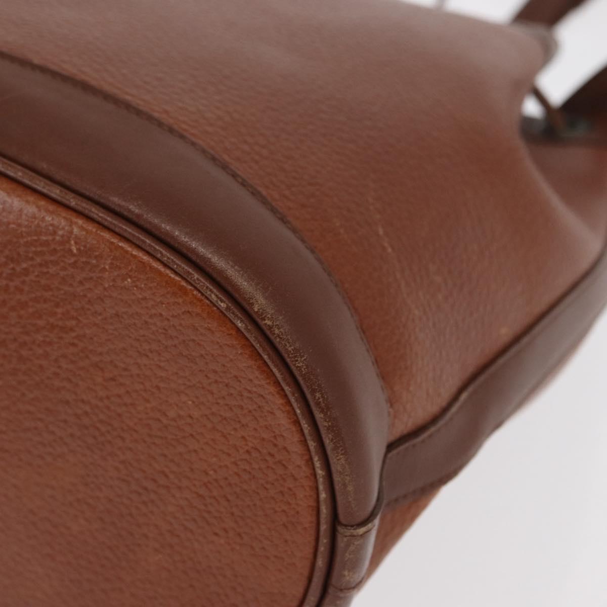 Burberrys Shoulder Bag Leather Brown Gold Auth ti3582