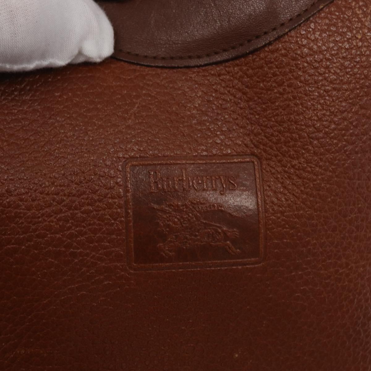 Burberrys Shoulder Bag Leather Brown Gold Auth ti3582