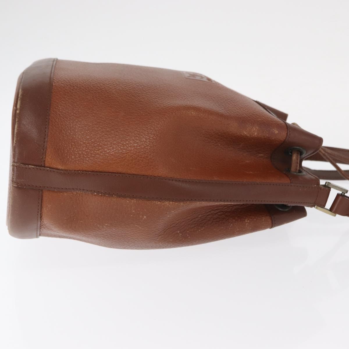 Burberrys Shoulder Bag Leather Brown Gold Auth ti3582