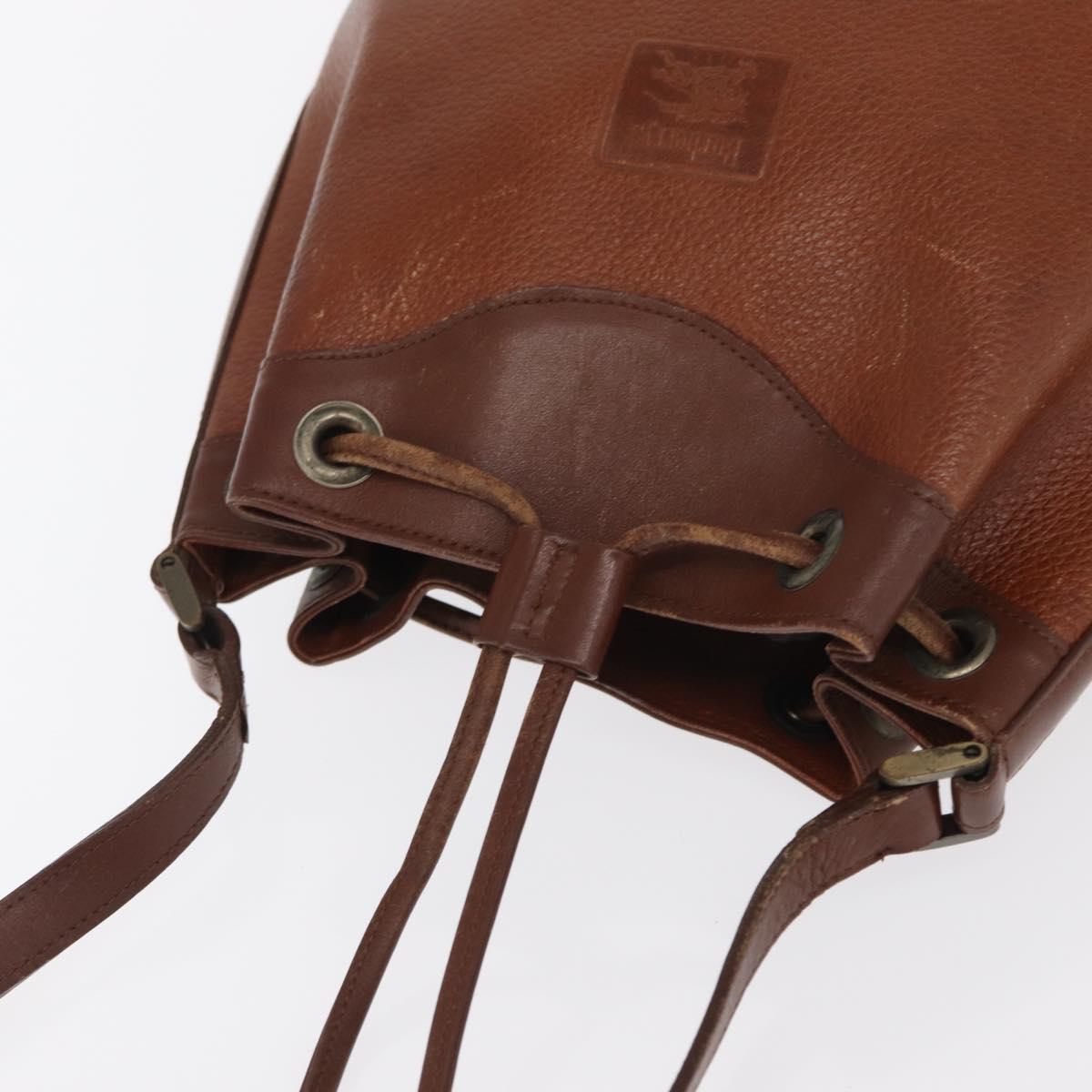 Burberrys Shoulder Bag Leather Brown Gold Auth ti3582