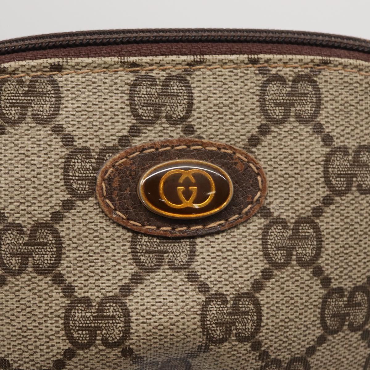 GUCCI GG Canvas Pouch PVC Leather Beige Gold 378 039 4492 Auth ti3588