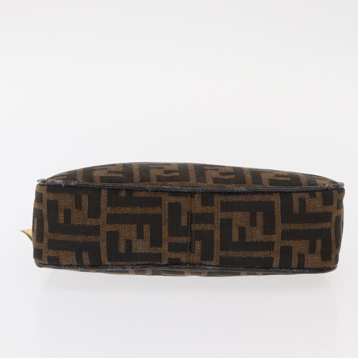 FENDI Zucca Canvas Pouch Black Brown Auth ti3589