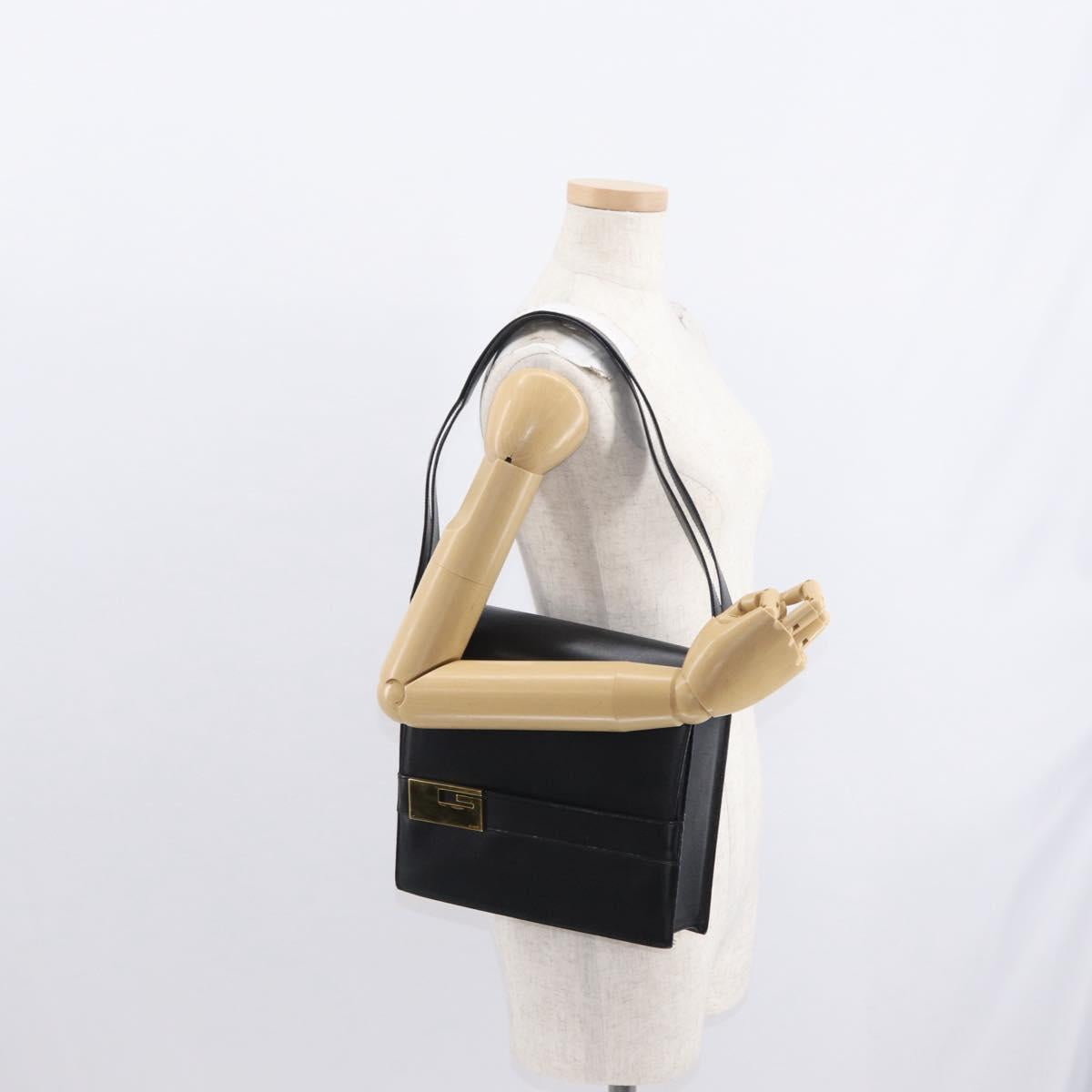 GUCCI Shoulder Bag Leather Black Gold 001 1274 1912 Auth ti3593