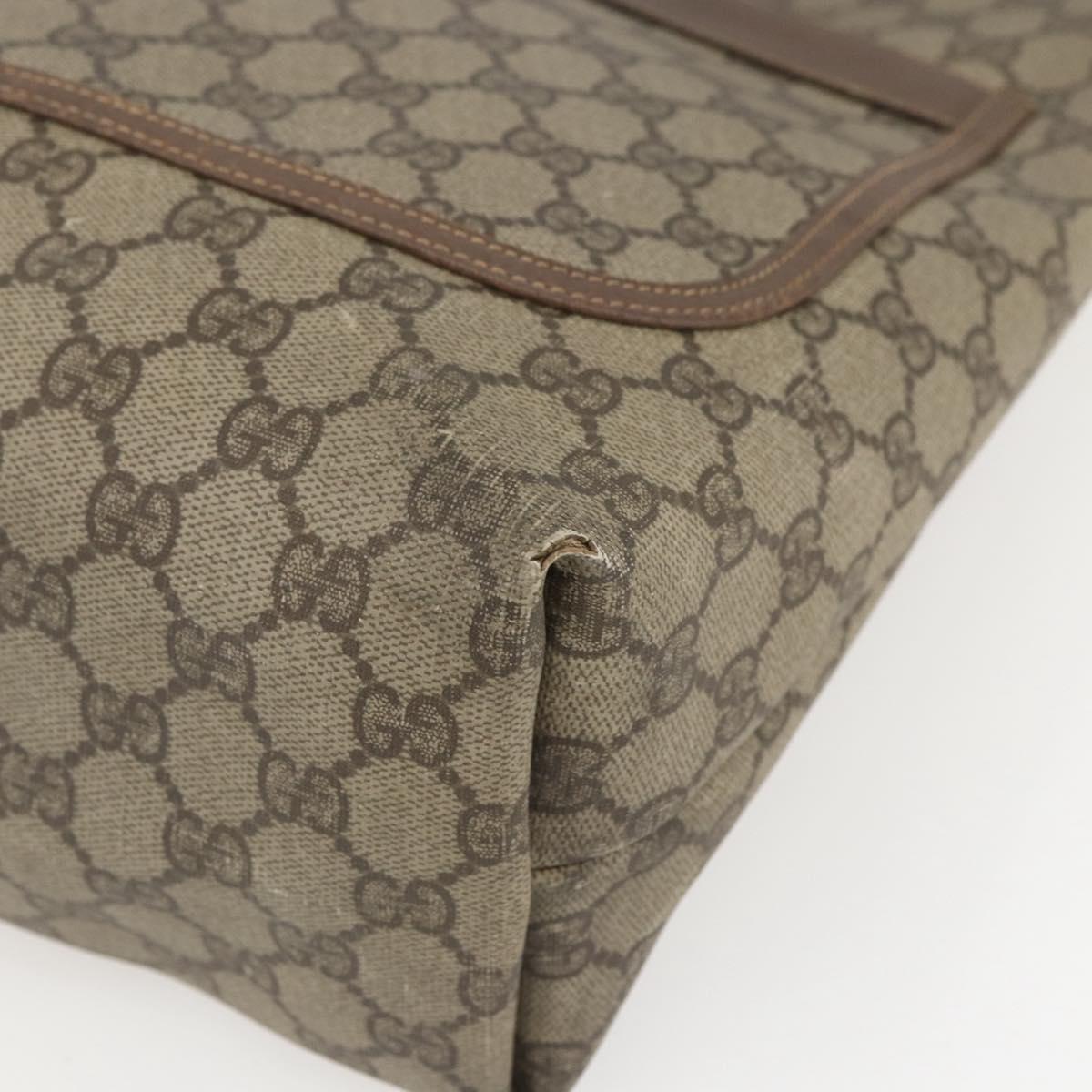 GUCCI GG Supreme Web Sherry Line Tote Bag PVC Beige Auth ti3595