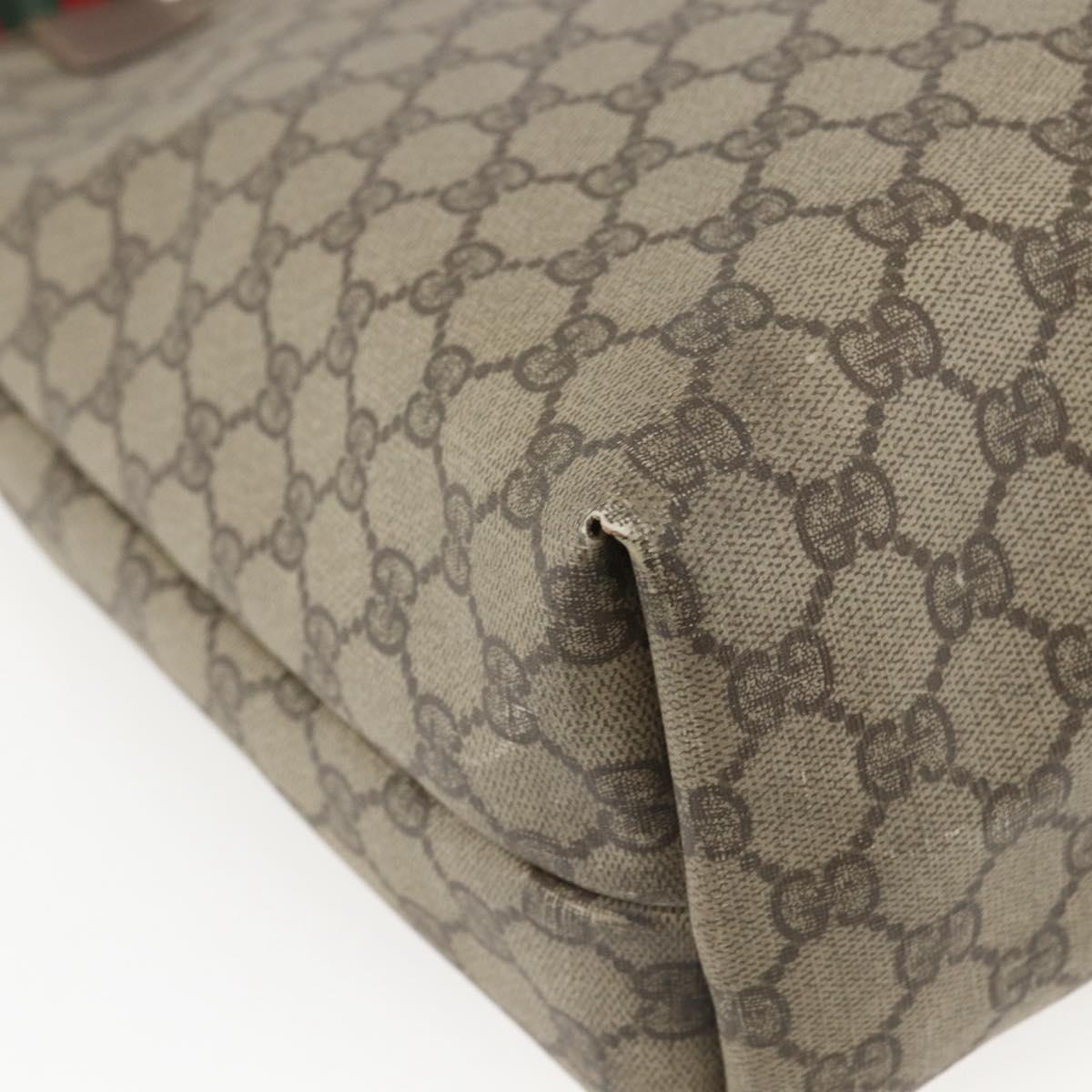 GUCCI GG Supreme Web Sherry Line Tote Bag PVC Beige Auth ti3595