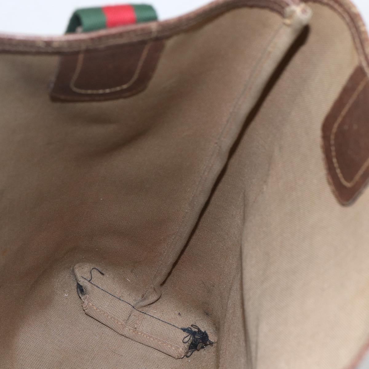 GUCCI GG Supreme Web Sherry Line Tote Bag PVC Beige Auth ti3595