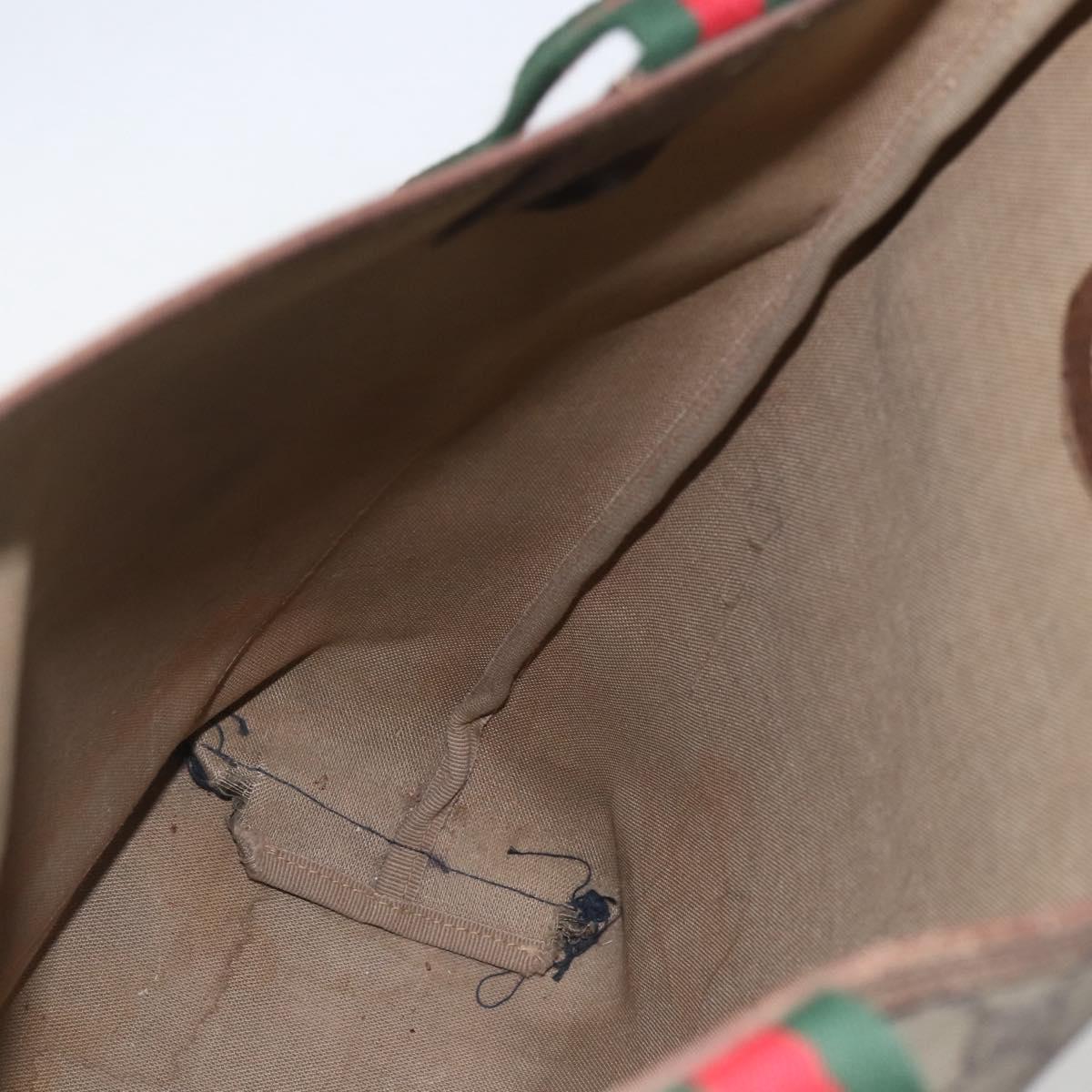 GUCCI GG Supreme Web Sherry Line Tote Bag PVC Beige Auth ti3595