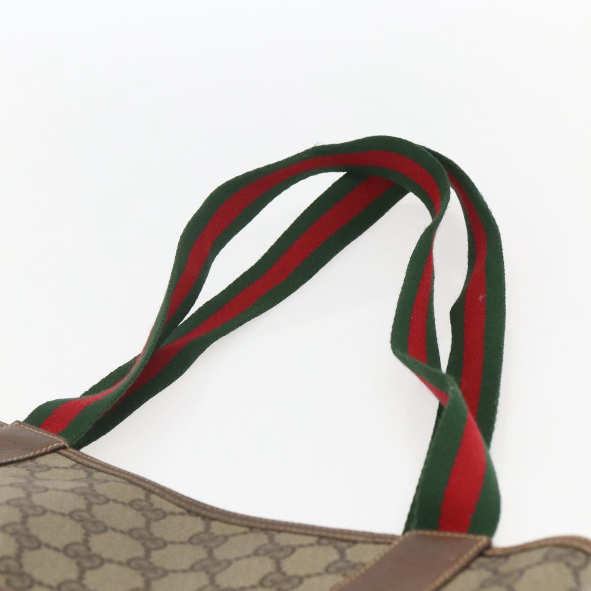 GUCCI GG Supreme Web Sherry Line Tote Bag PVC Beige Auth ti3595