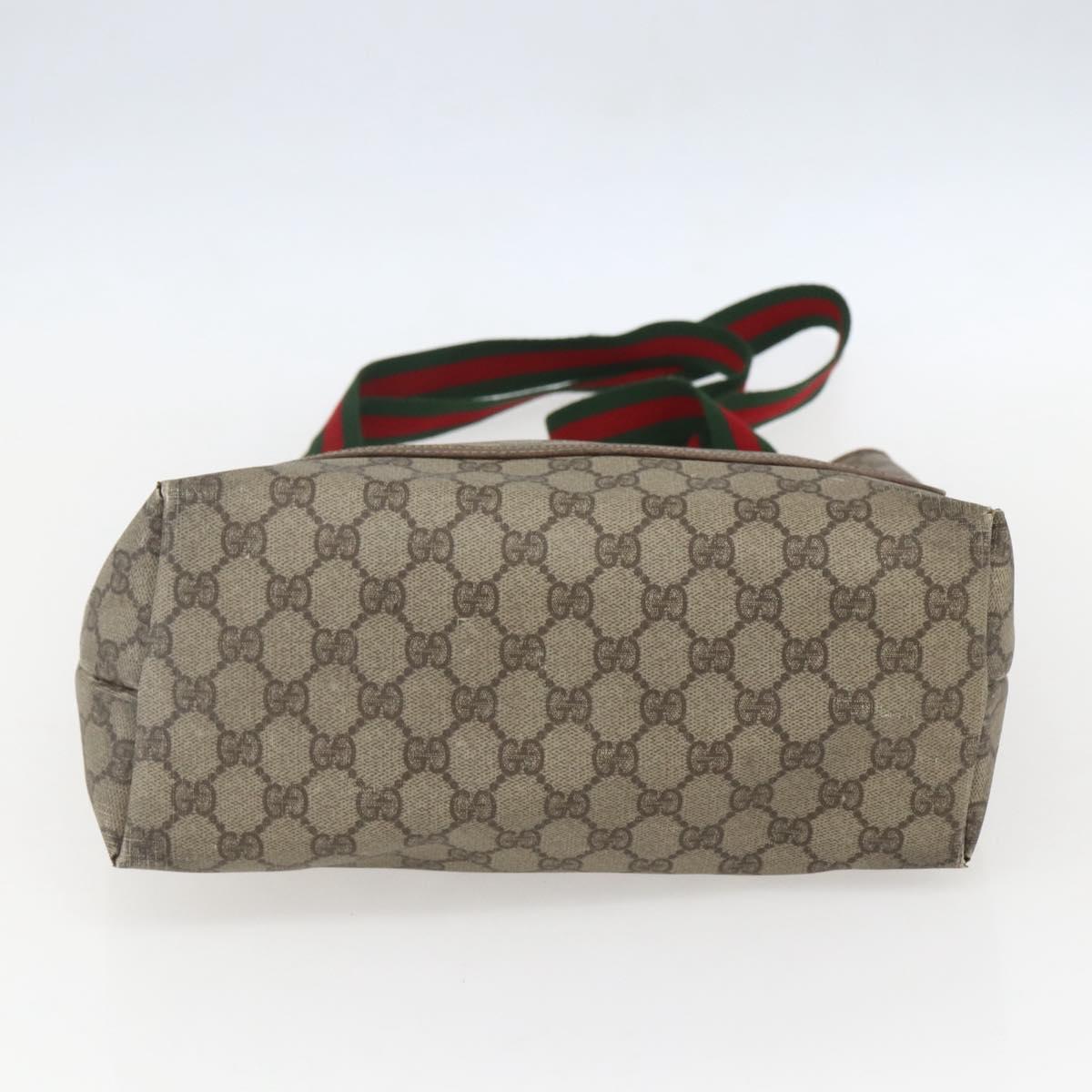 GUCCI GG Supreme Web Sherry Line Tote Bag PVC Beige Auth ti3595