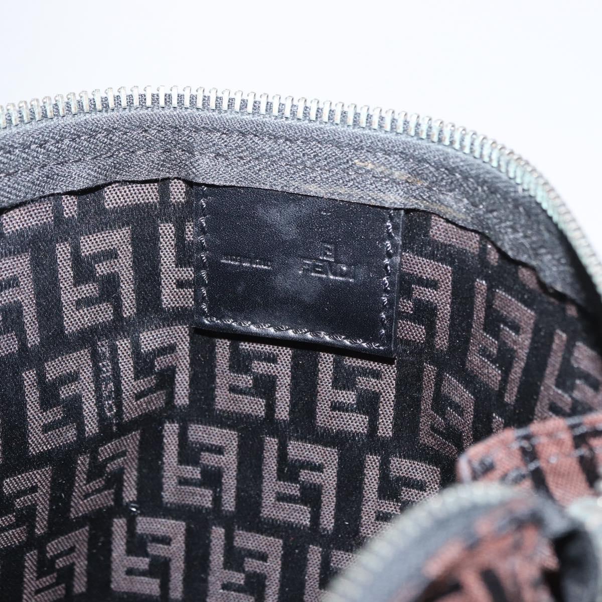 FENDI Zucchino Canvas Pouch Dark Brown Auth ti3597