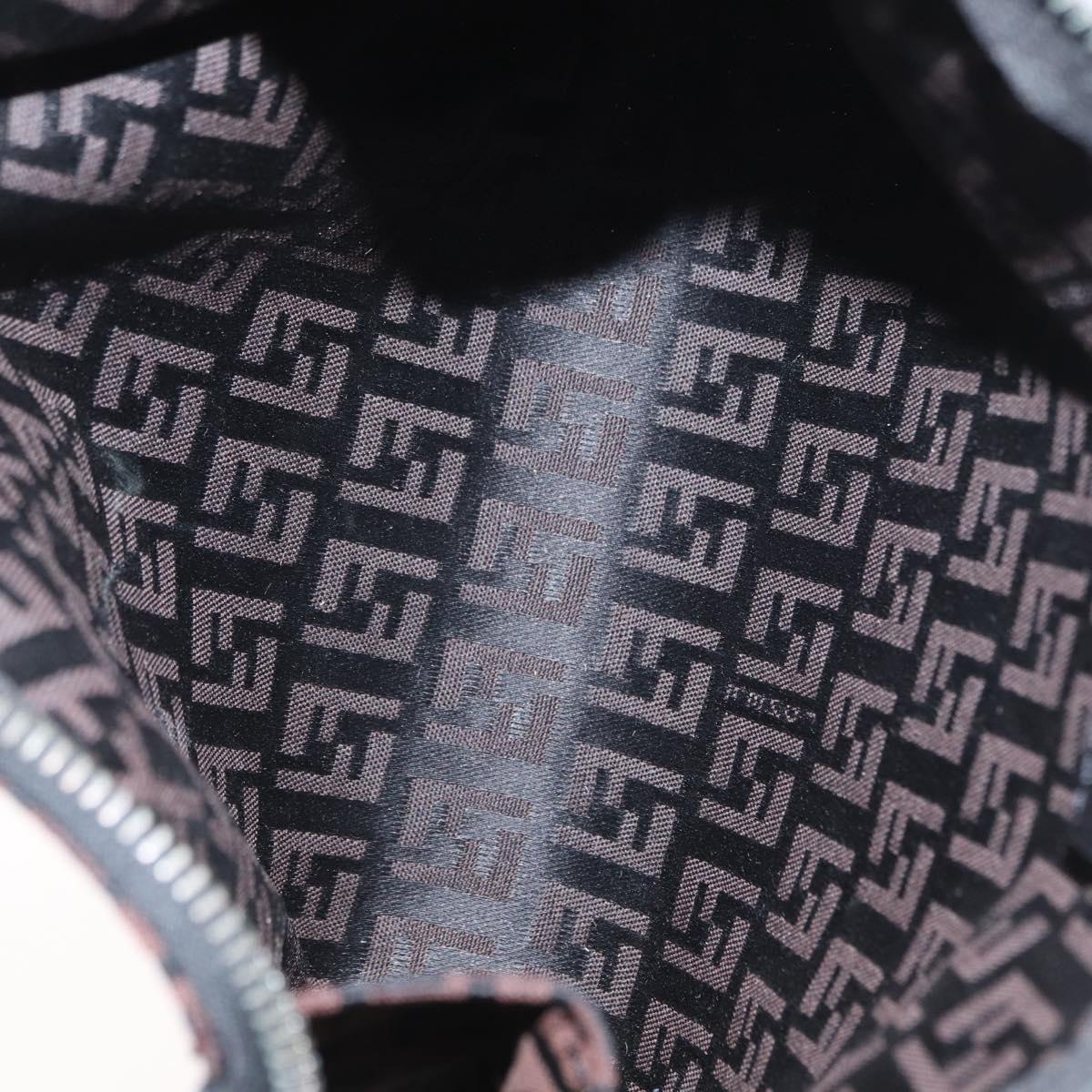FENDI Zucchino Canvas Pouch Dark Brown Auth ti3597