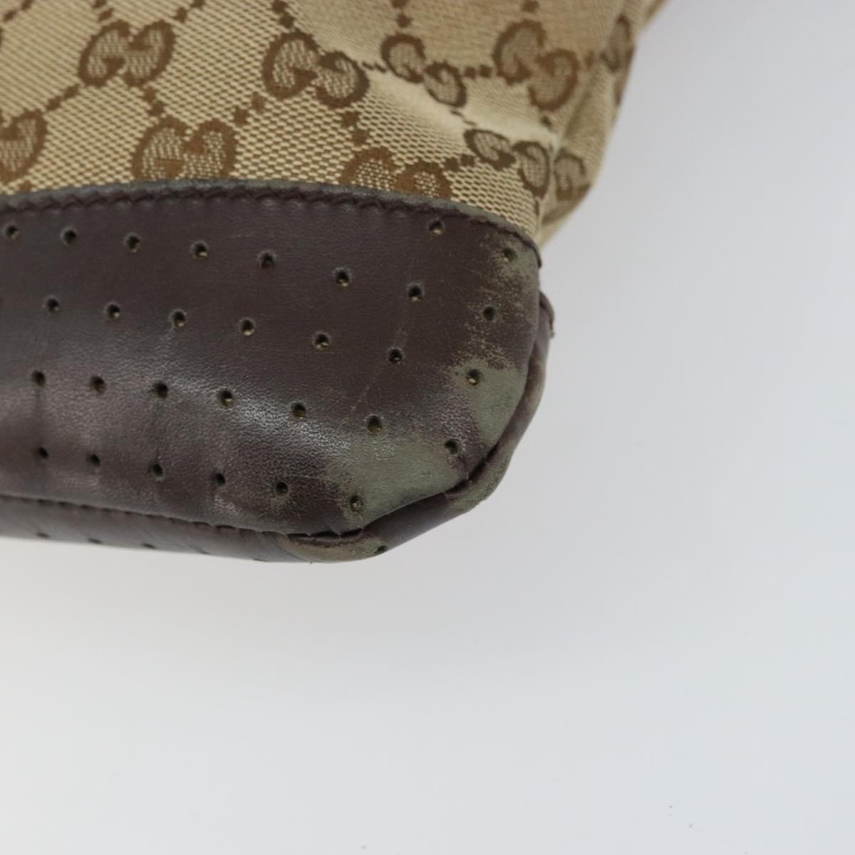 GUCCI GG Canvas Shoulder Bag Beige Silver 145857 Auth ti3599