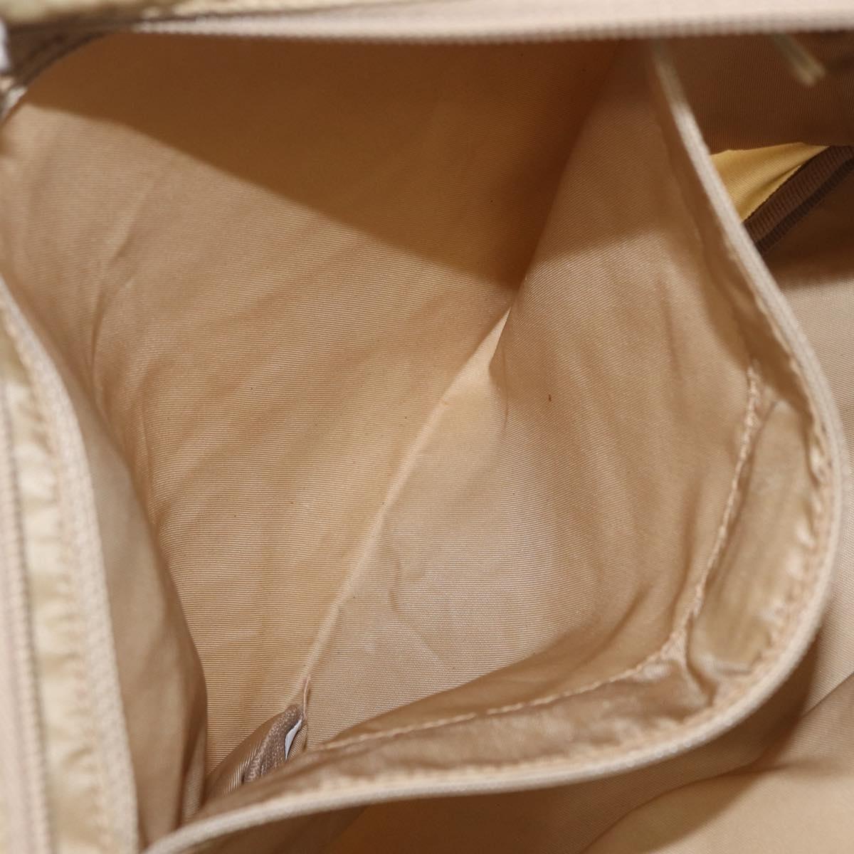 PRADA Tote Bag Nylon Beige Silver Auth ti3600