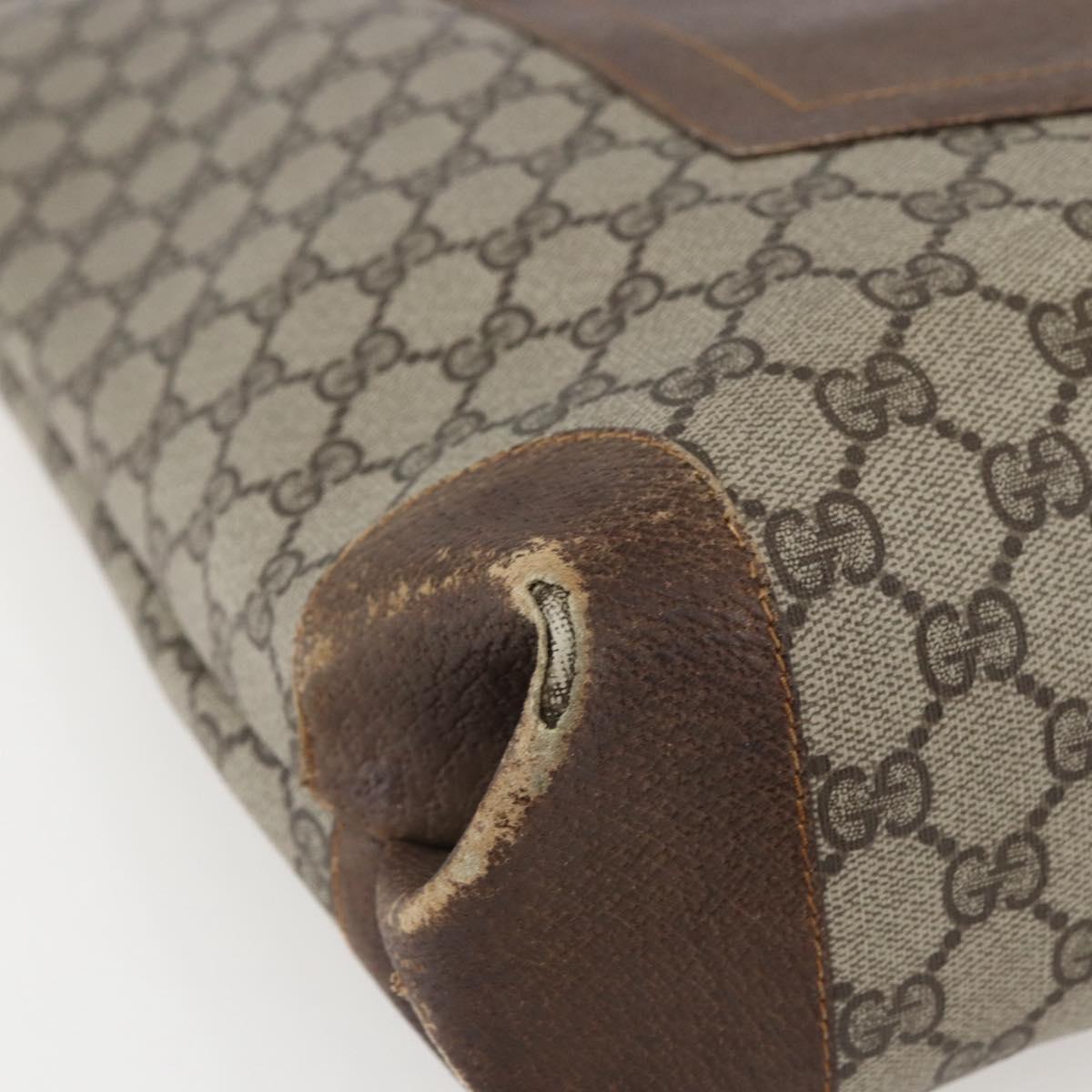 GUCCI GG Supreme Web Sherry Line Tote Bag PVC Beige Auth ti3608