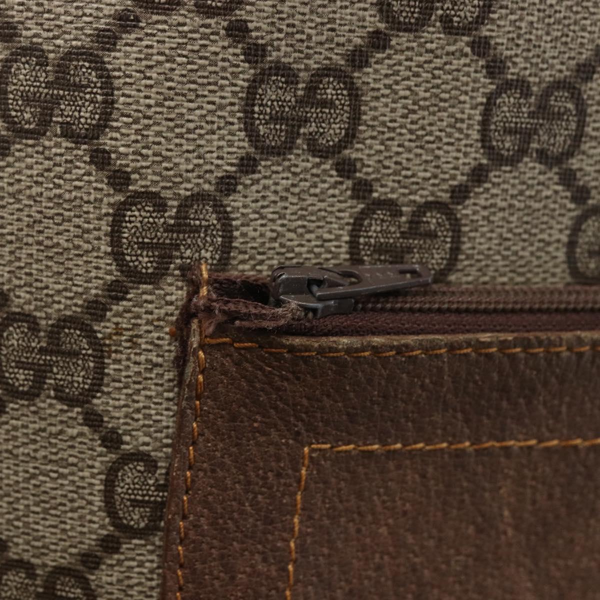 GUCCI GG Supreme Web Sherry Line Tote Bag PVC Beige Auth ti3608