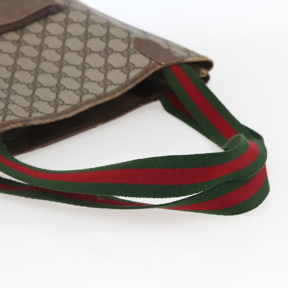 GUCCI GG Supreme Web Sherry Line Tote Bag PVC Beige Auth ti3608