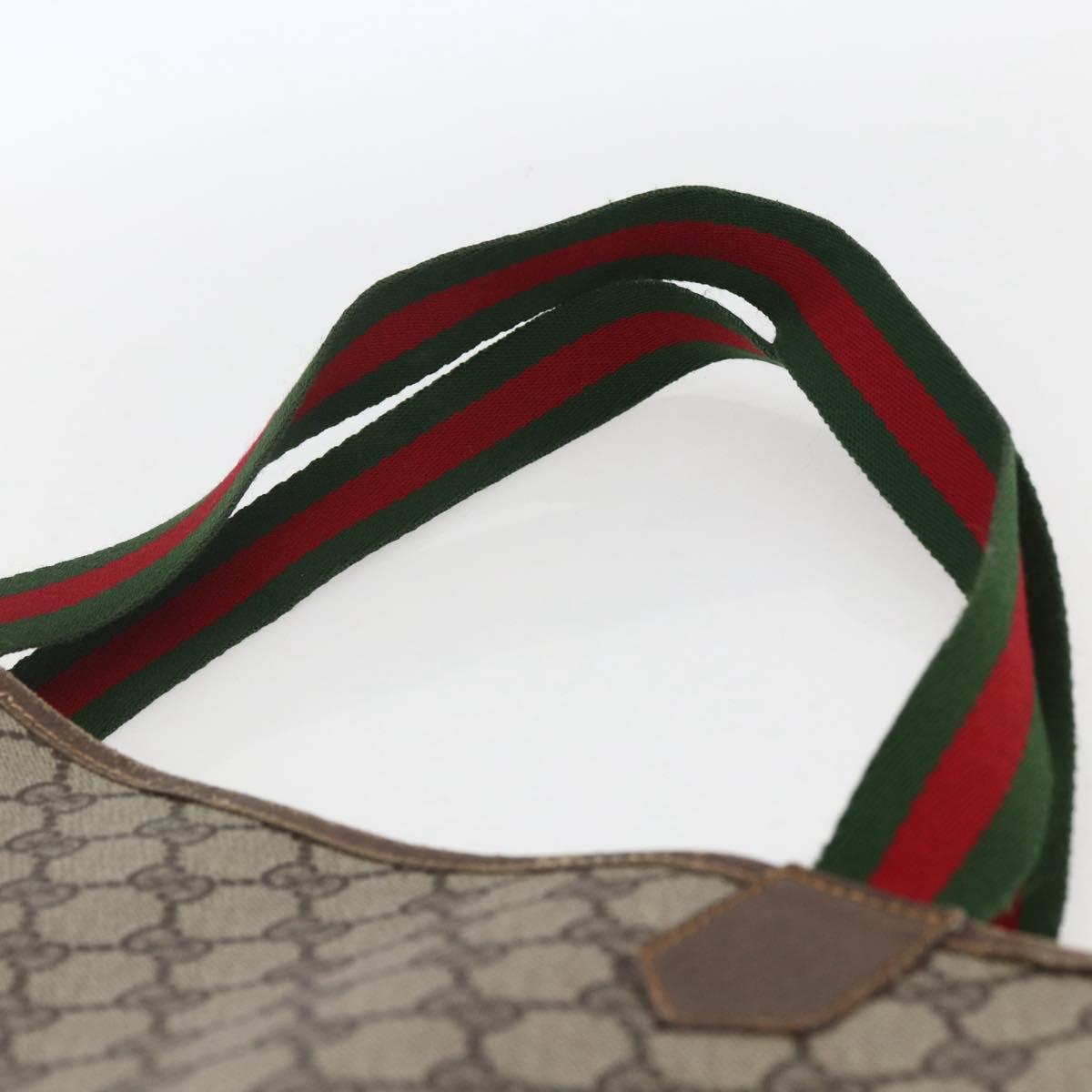 GUCCI GG Supreme Web Sherry Line Tote Bag PVC Beige Auth ti3608