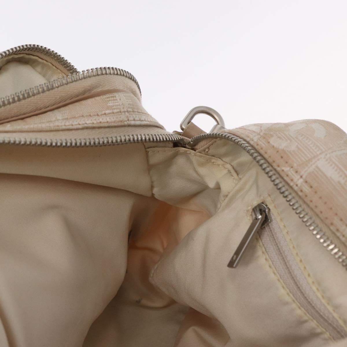 CHANEL New Travel Line Hand Bag Nylon 2way Beige Silver CC Auth ti3621