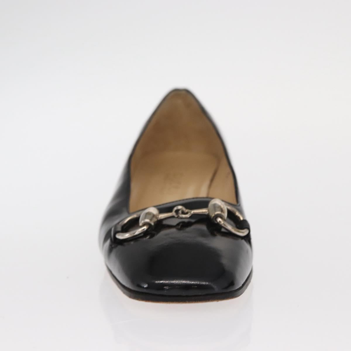 GUCCI Pumps Patent leather Black Auth ti3629