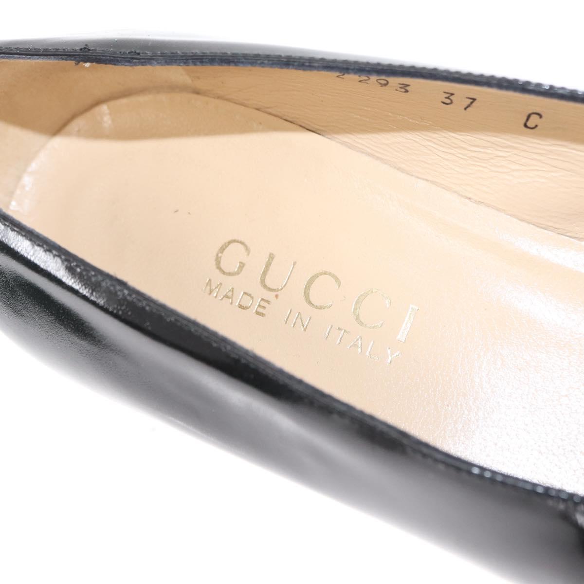 GUCCI Pumps Patent leather Black Auth ti3629