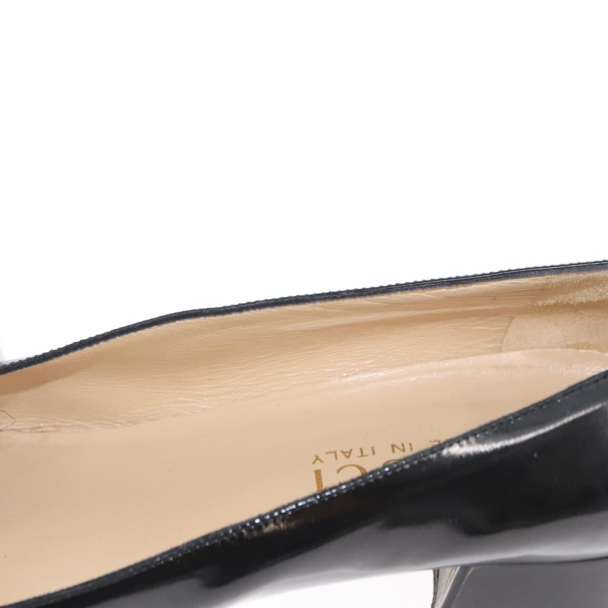 GUCCI Pumps Patent leather Black Auth ti3629