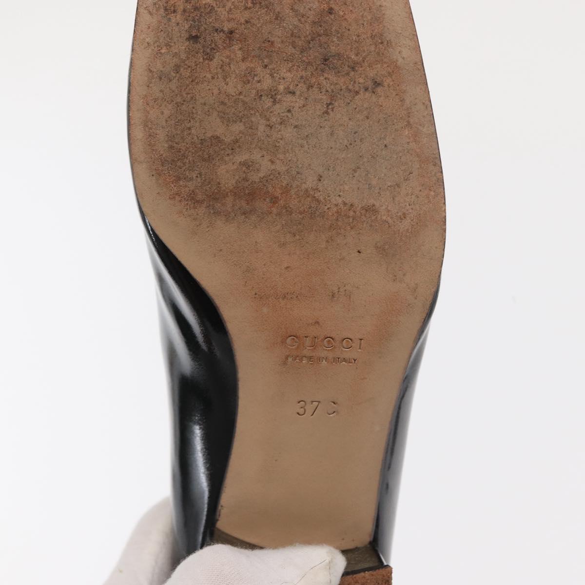 GUCCI Pumps Patent leather Black Auth ti3629