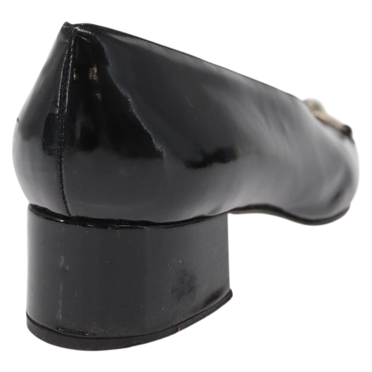 GUCCI Pumps Patent leather Black Auth ti3629