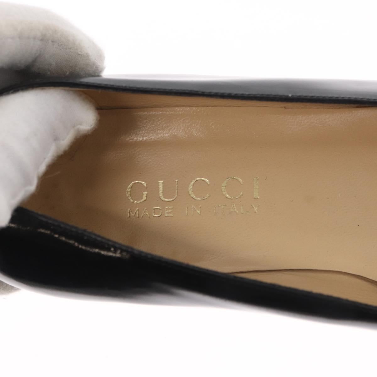 GUCCI Pumps Patent leather Black Auth ti3629