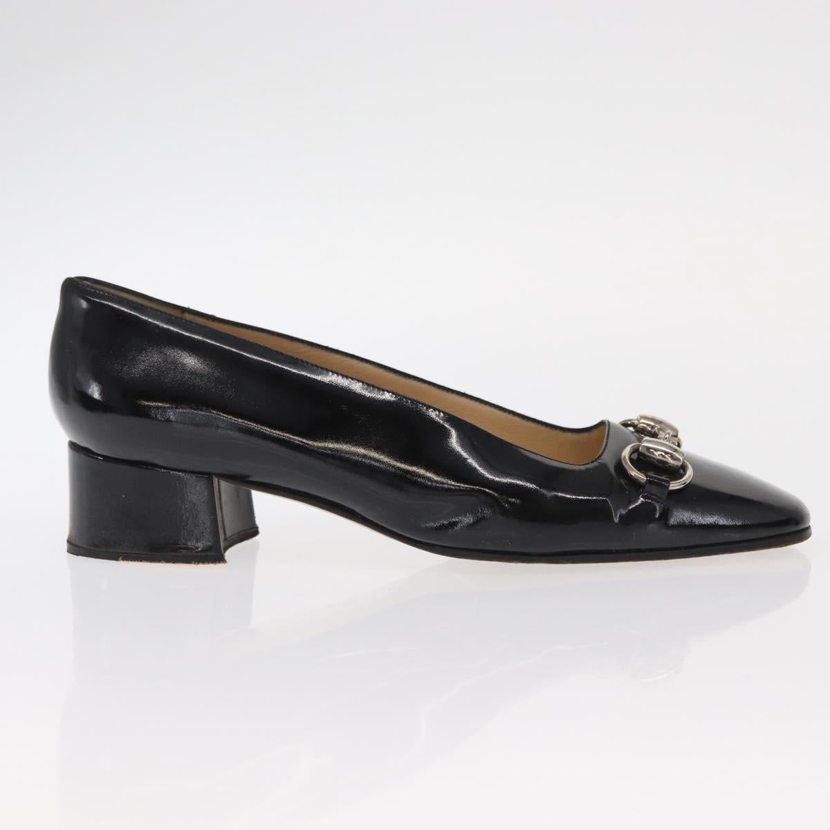 GUCCI Pumps Patent leather Black Auth ti3629